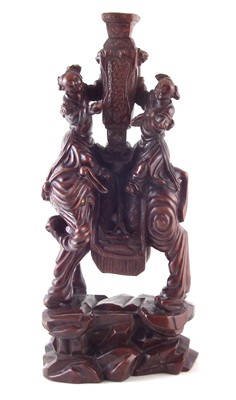 Lot 263 - Chinese hardwood figure group.