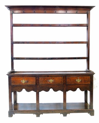 Lot 627 - 18th century oak dresser.
