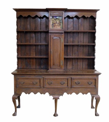 Lot 535 - 20th century oak dresser and clock.