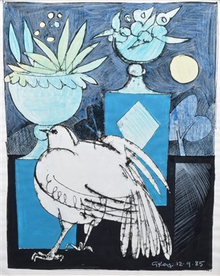 Lot 431 - Geoffrey Key, "Night Dove", mixed media.