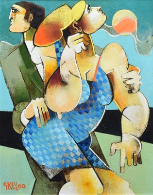 Lot 361 - Geoffrey Key, "Moorland Dancers", oil.