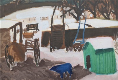 Lot 502 - Roger Silvester, "Winter Farmland", gouache.