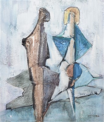 Lot 497 - Tadeusz Was, Two figures, mixed media.