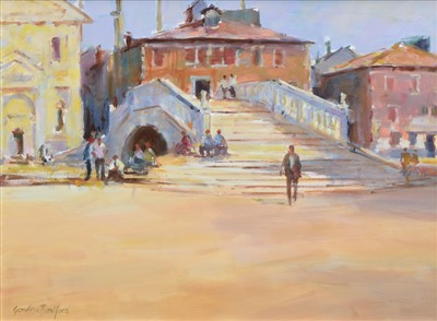 Lot 379 - Gordon Radford, "Ponte di Vigo, Chioggia, Venice", oil.