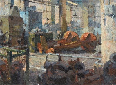 Lot 488 - Gordon Radford, "Measurements Factory, Oldham", oil.