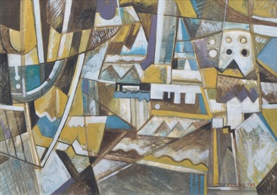 Lot 385 - Peter Stanaway, "Granville, France", acrylic.