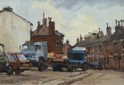Lot 353 - Gordon Radford, "Glodwick Street, Oldham", oil.