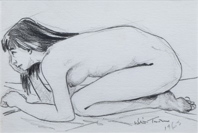 Lot 428 - William Turner, Female nude, charcoal drawing.