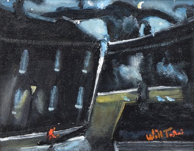 Lot 404 - William Turner, "Bluebirds in the Moonlight", oil.
