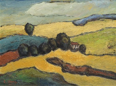 Lot 454 - Constantine Sterio, "Landscape No. 5", oil.