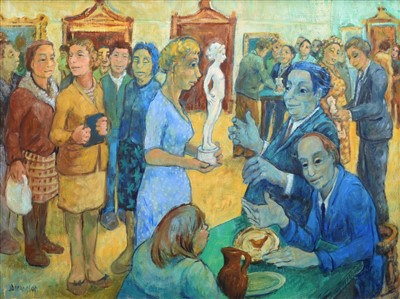 Lot 303 - Joan Darlington, "Valuations", oil.
