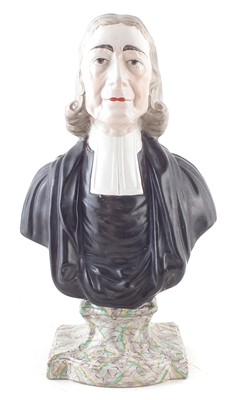 Lot 224 - Staffordshire bust of Reverend Wesley.