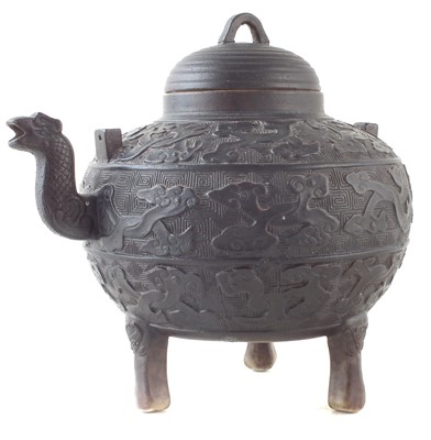 Lot 260 - Chinese faux bronze porcelain ewer.