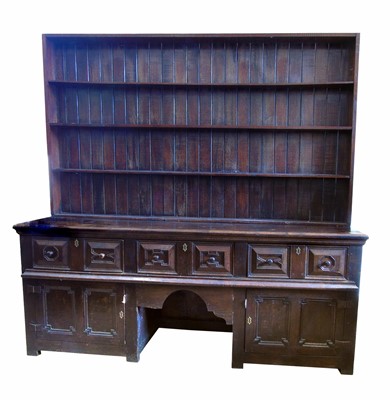 Lot 534 - Early 18th century Jacobean design oak dresser.