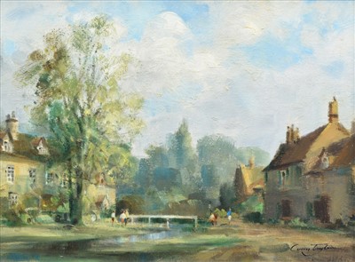 Lot 367 - Ivan Taylor, "Lower Slaughter, Cotswolds", oil.