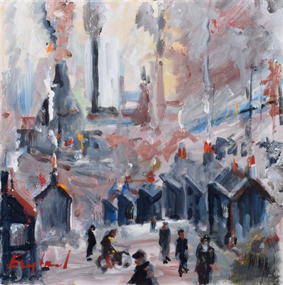 Lot 483 - F.J. England, "Old Street, Longton", oil.