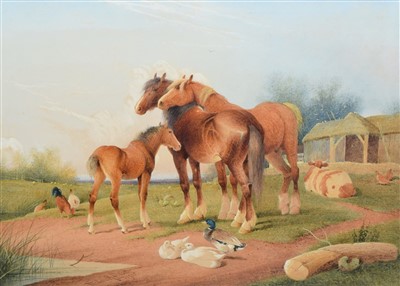 Lot 466 - Frederick E. Valter, "A Group at Maxstoke Farm, Warwickshire", watercolour.