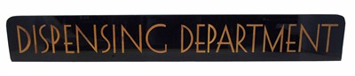 Lot 157 - Black glass panel engraved "Dispensing Department".
