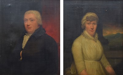 Lot 455 - English School, 18th/19th century, Portraits of Mr & Mrs Greenway, oils (2).