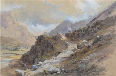 Lot 575 - Grace H. Hastie, "In the Pass of Llanberis", watercolour.