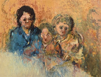 Lot 466 - John McCombs, "The Family", oil.