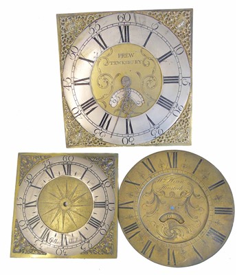 Lot 477 - Square brass longcase clock dials and movement.