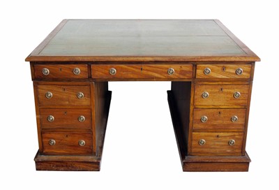 Lot 496 - Mid 19th century Georgian design mahogany twin pedestal Partners desk.