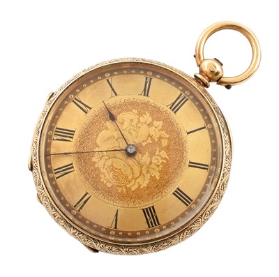 Lot 147 - 18ct gold small open faced pocket watch.
