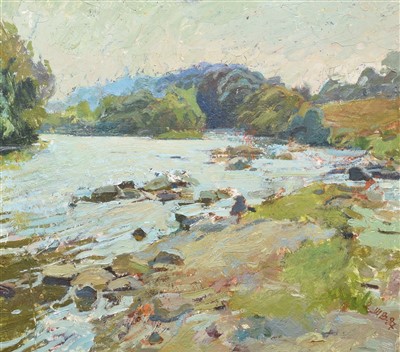 Lot 451 - Russian School, 20th century, River scene, oil.