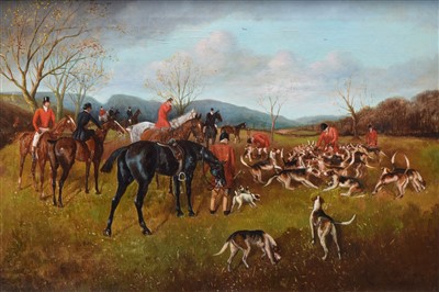 Lot 554 - Herbert St. John Jones, "A Kill with the South Cheshire near Peckforton Wood", oil.
