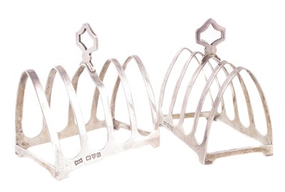 Lot 8 - A pair of Walker & Hall silver miniature toast racks