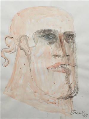 Lot 412 - Dame Elisabeth Frink, "Soldier's Head", watercolour.
