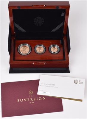 Lot 88 - Elizabeth II, United Kingdom, 2018, Premium Three-Coin Gold Proof Set, Royal Mint.