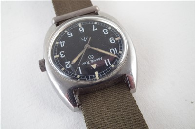 Lot 174 - A Hamilton military manual wind wristwatch