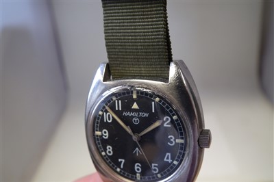 Lot 174 - A Hamilton military manual wind wristwatch