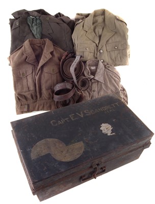 Lot 188 - WWII R.E.M.E officers trunk and various uniform