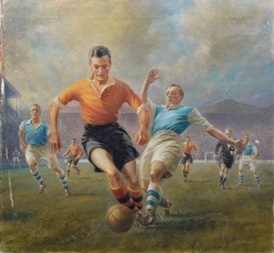 Lot 430 - Sydney Poole, 20th century, "Football", oil.