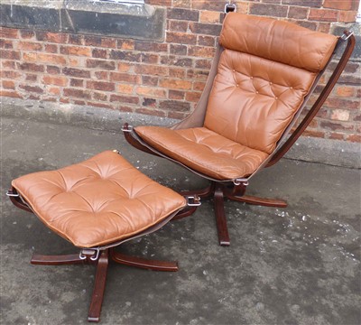 Lot 665 - Falcon chair and stool by Sigurd Ressell for Vatne Mobler