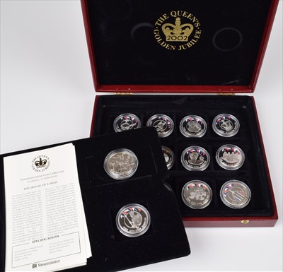 Lot 21 - Cased set of Queen's Golden Jubilee 2002 commemorative silver coins.