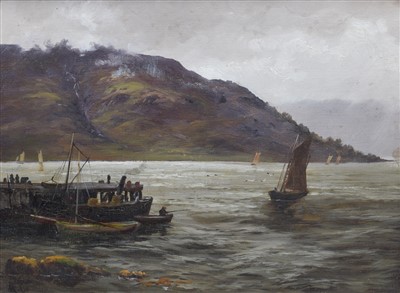 Lot 548 - H.H. Cubley, "The Pier, Fort William" oil.
