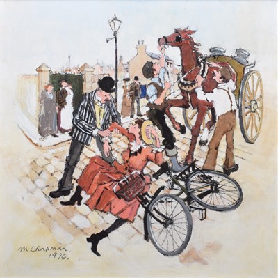 Lot 450 - Margaret Chapman, "Runaway Horse", oil.