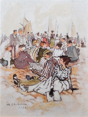 Lot 455 - Margaret Chapman, "On The Beach", oil.