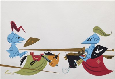 Lot 504 - Francis Coudrill, Historical scenes and mythical creatures, gouache (5).