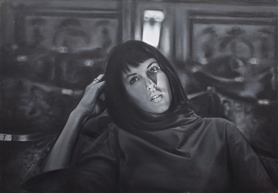 Lot 434 - Tom Hackney, Portrait of a lady, oil.