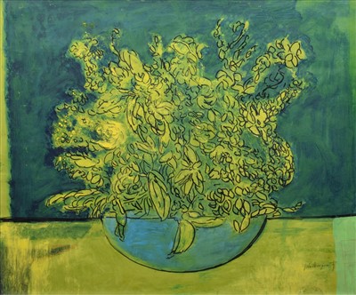 Lot 506 - John Thompson, Floral still life, mixed media.