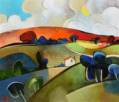 Lot 468 - Geoffrey Key, "Red Hill and Farms", oil.