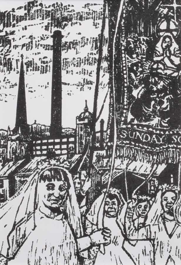 Lot 117 - Roger Hampson, "Walking Day", monoprint.