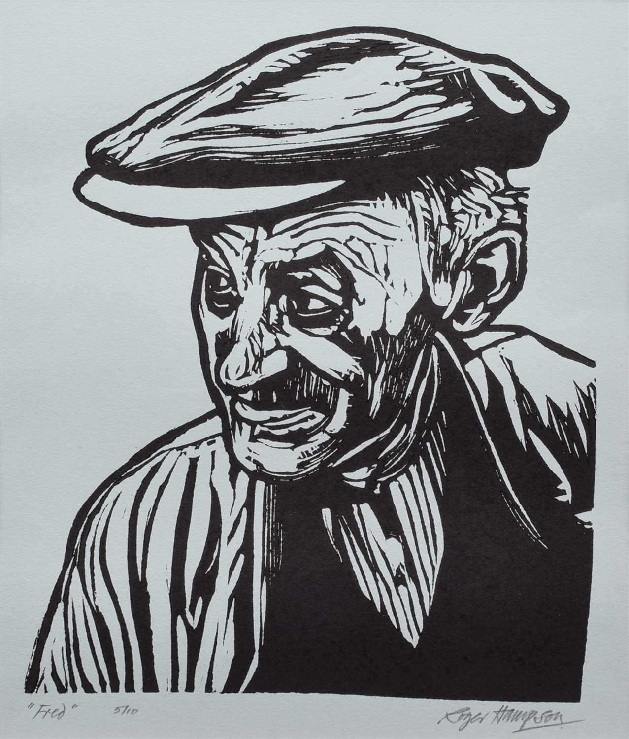 Lot 122 - Roger Hampson, "Fred", linocut.