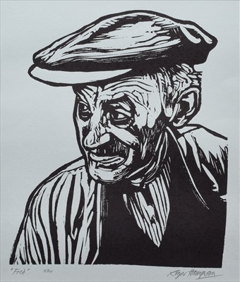 Lot 122 - Roger Hampson, "Fred", linocut.