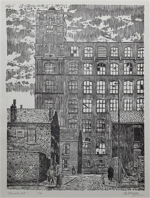 Lot 394 - Roger Hampson, "Farnworth Mill", linocut.